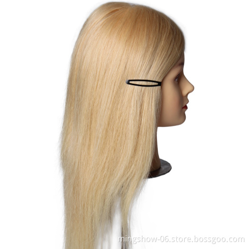 mannequin  head with real hair for hair styling,blond color female training head